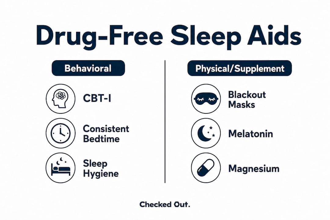 Infographic comparing behavioral and physical sleep aids