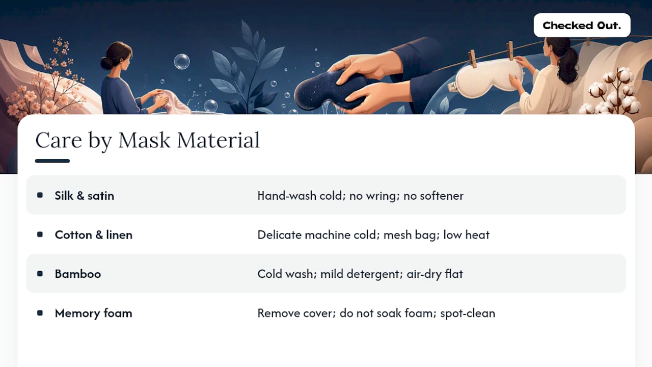Sleep mask material care comparison