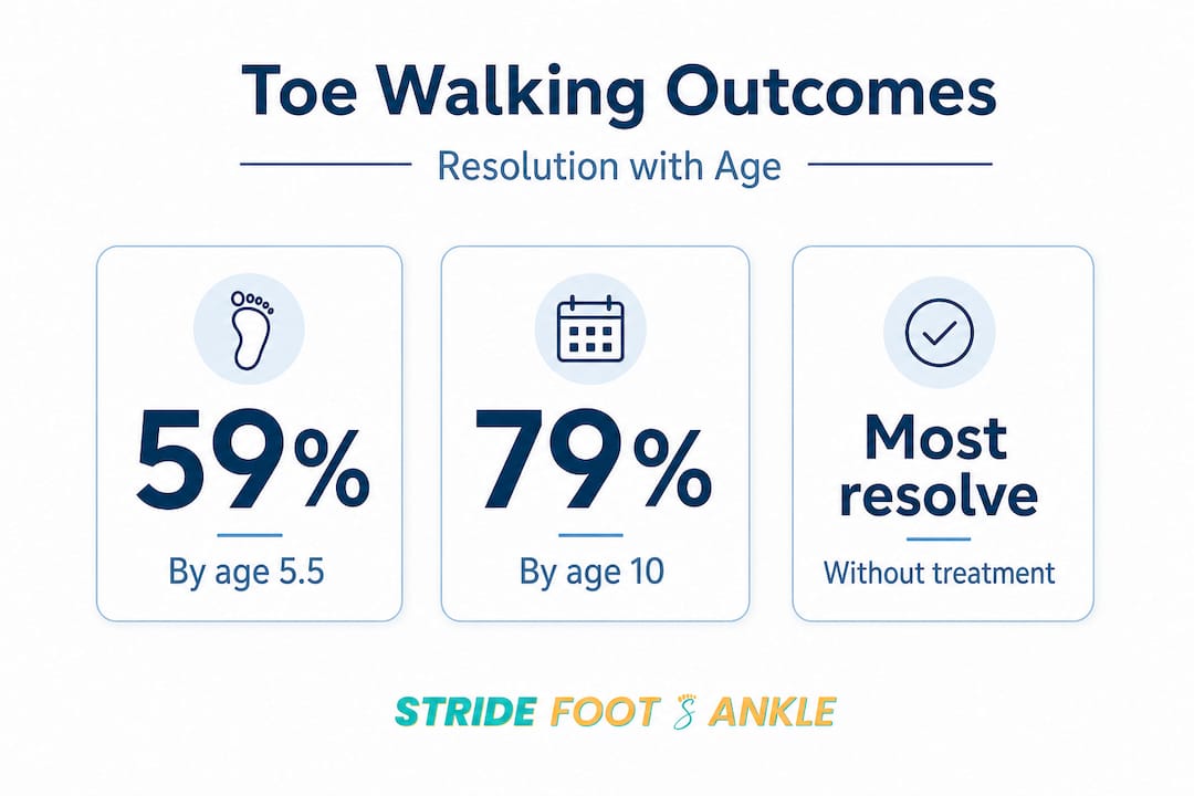 Infographic showing toe walking resolution statistics