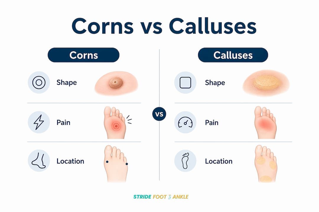 Infographic comparing corns and calluses