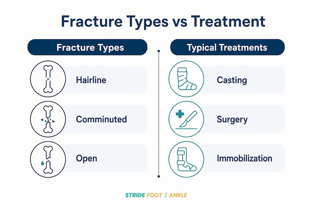 Infographic comparing fracture types and treatments