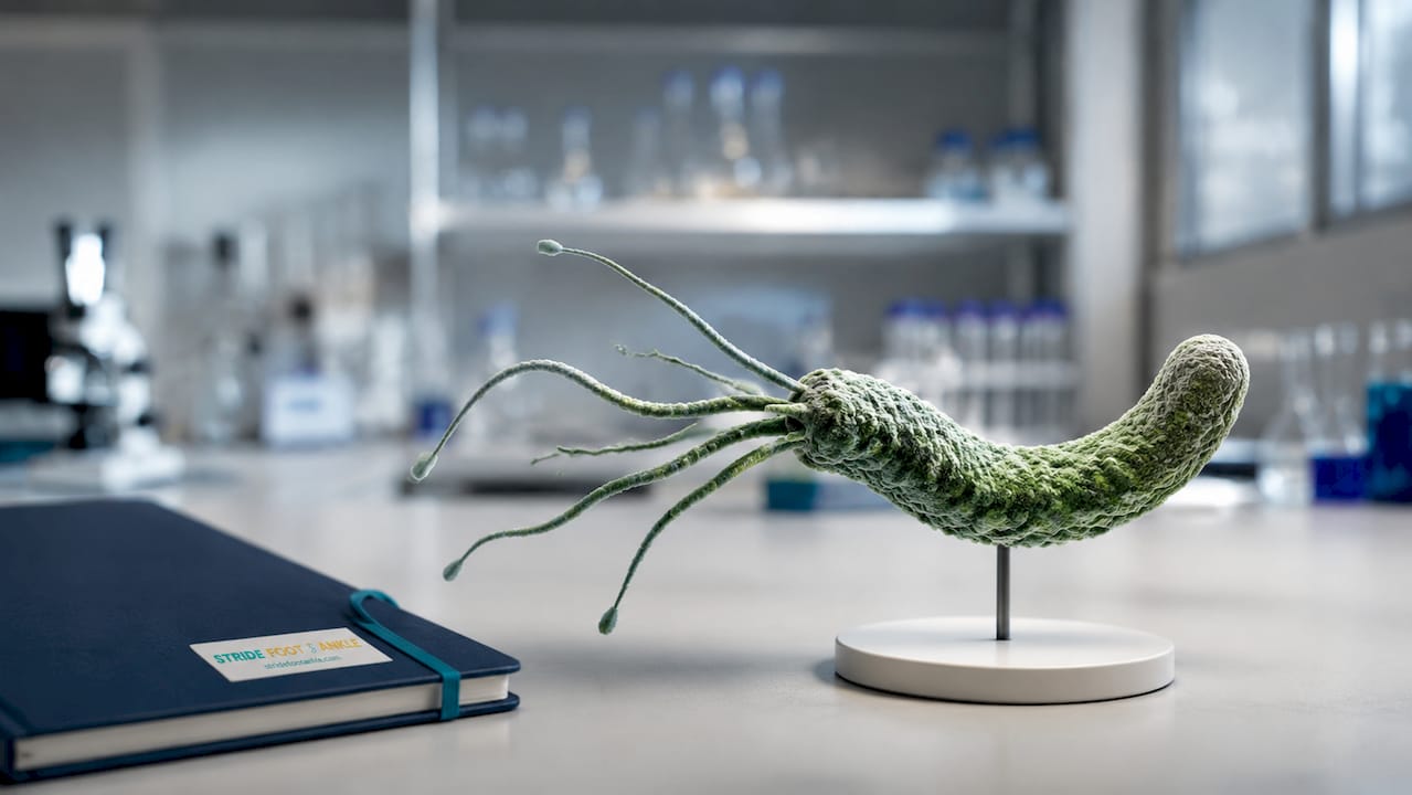3D model of Helicobacter pylori bacteria on display