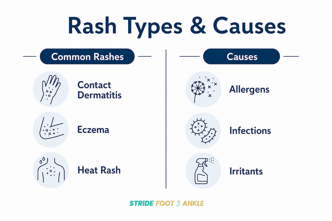 Infographic comparing common rash types with their causes