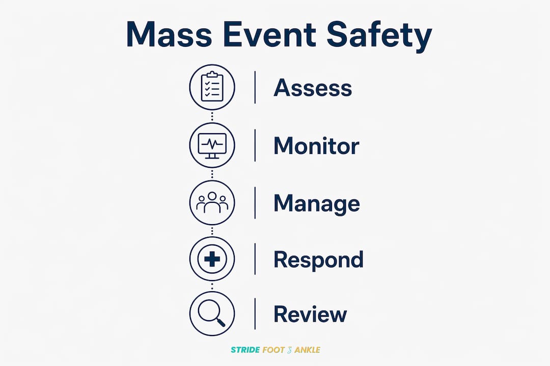 Infographic illustrating steps in mass event safety management