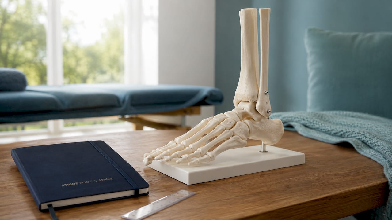 Anatomical foot model with medical tools