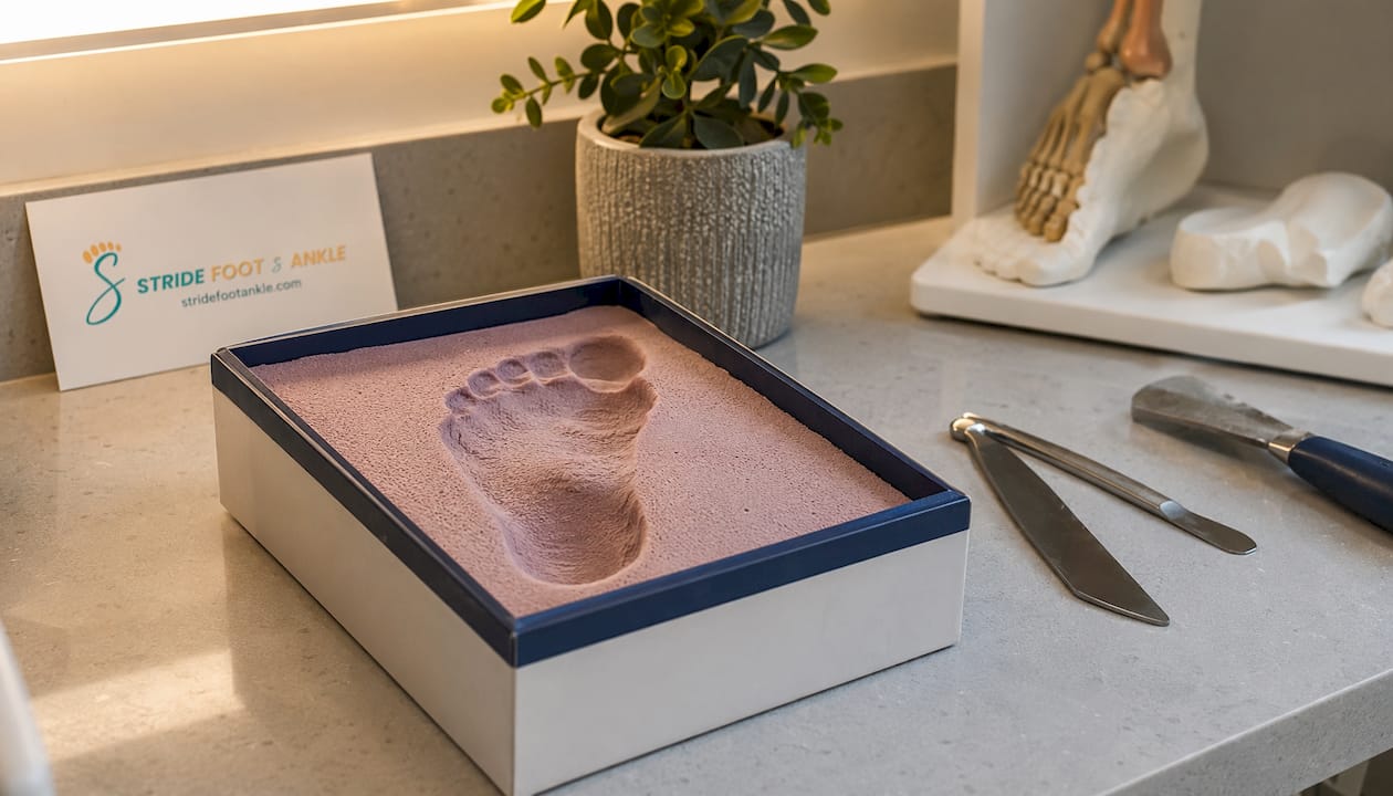 Foot casting foam impression for orthotics