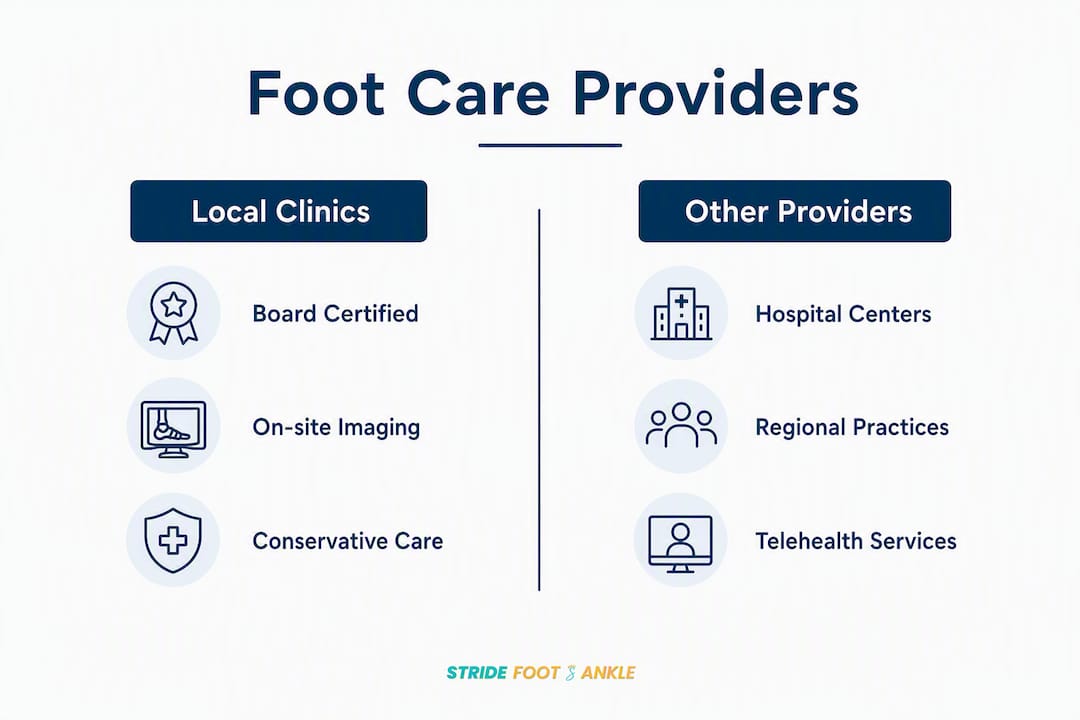 Infographic comparing foot care provider categories in 2026