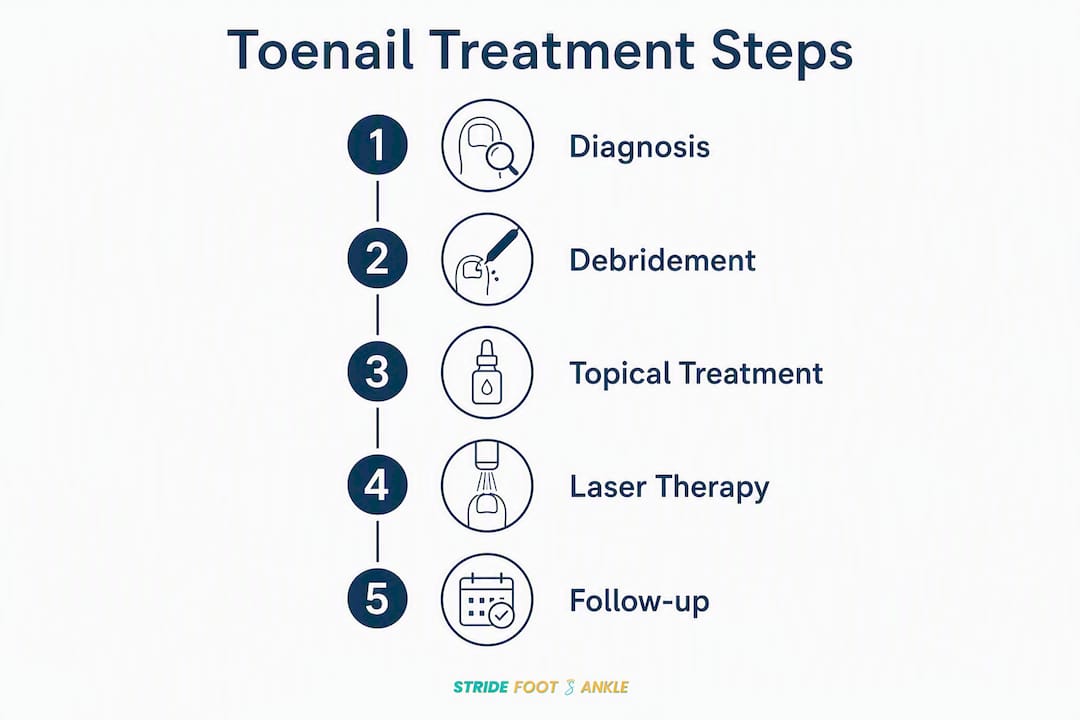Infographic showing five main toenail treatment steps