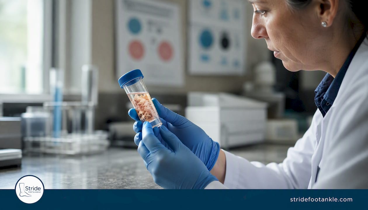Infectious disease specialist examining wound culture