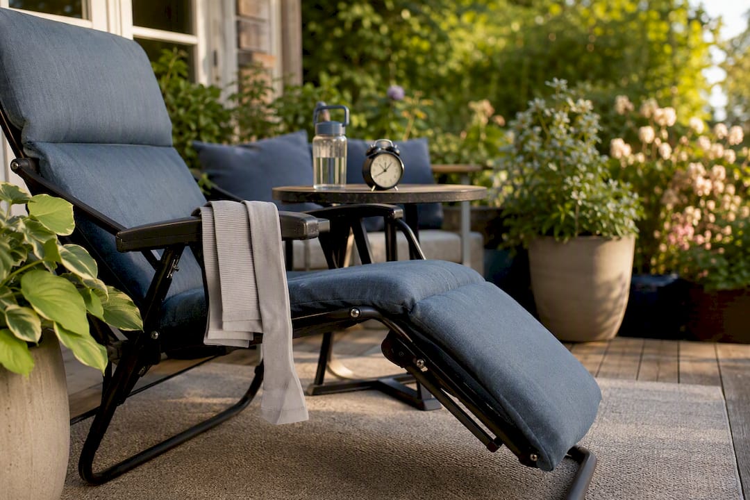 Recovery chair with padded footrest prepared