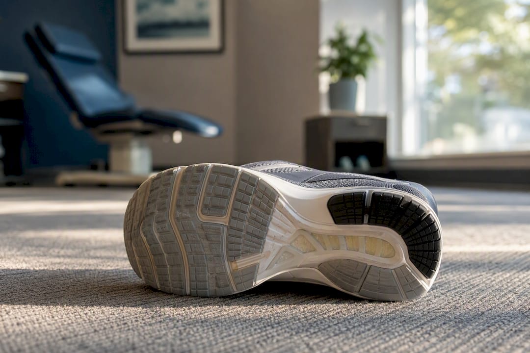 Close-up of athletic shoe cushioning sole