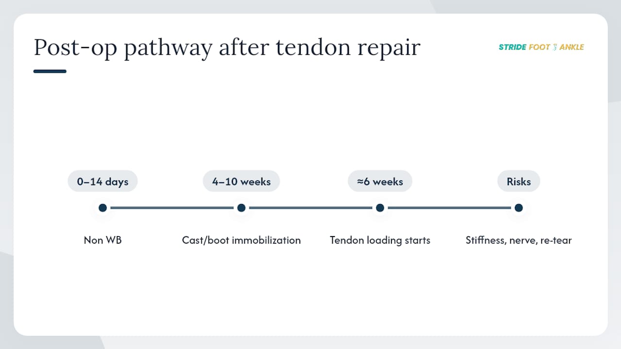 Peroneal tendon surgery recovery timeline and risks