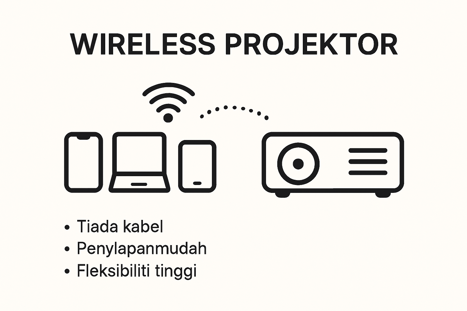 Infografik asas tentang apa itu wireless projektor dan cara kerjanya