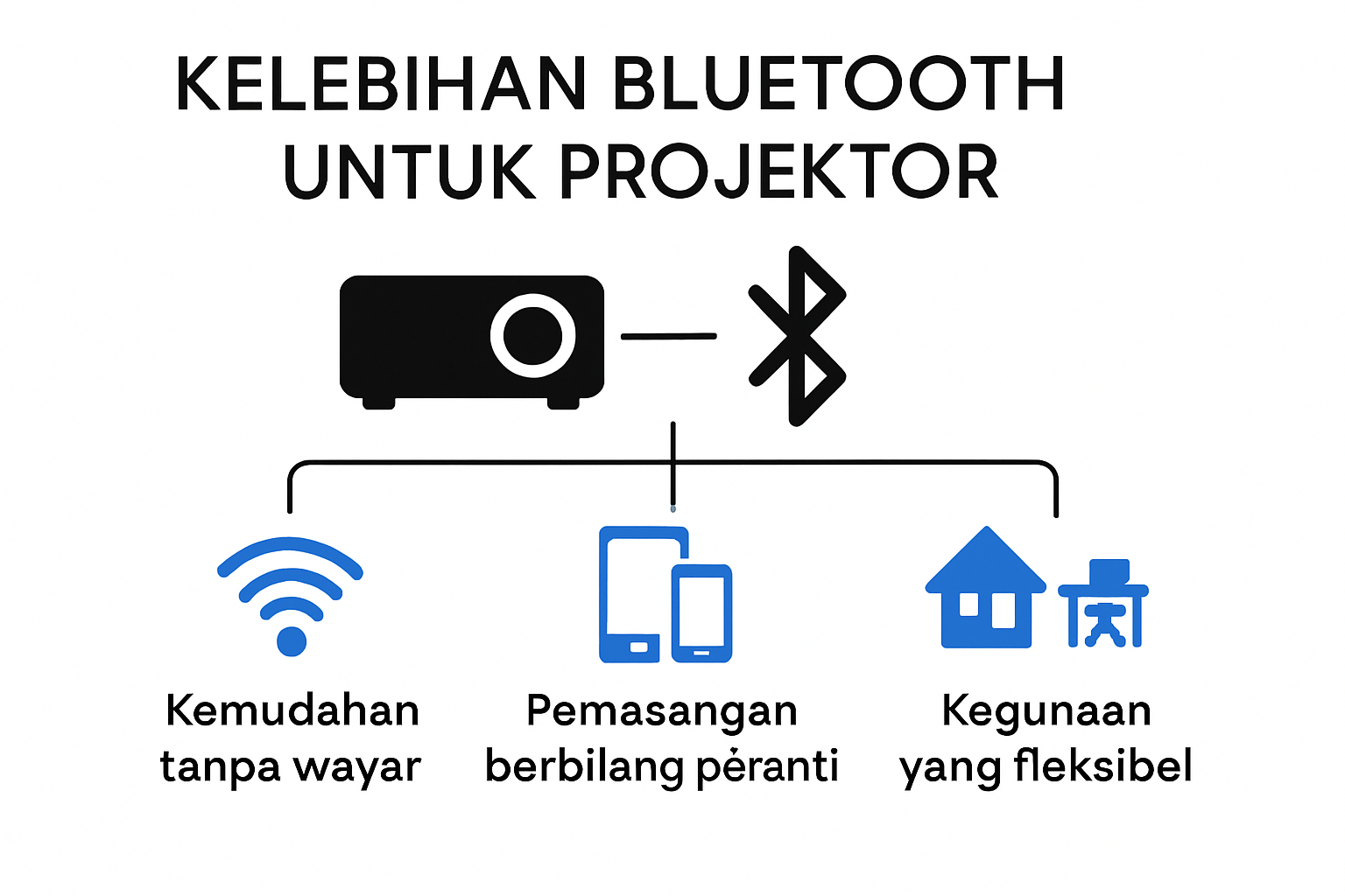 Infographic explaining advantages of Bluetooth projector connections
