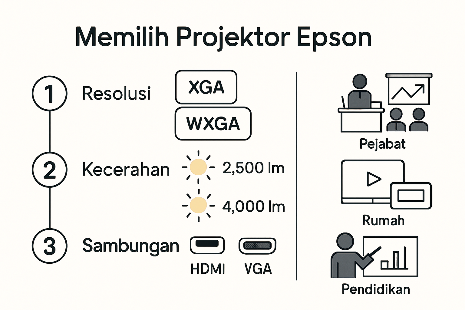 Infografik faktor pemilihan projektor Epson di Malaysia