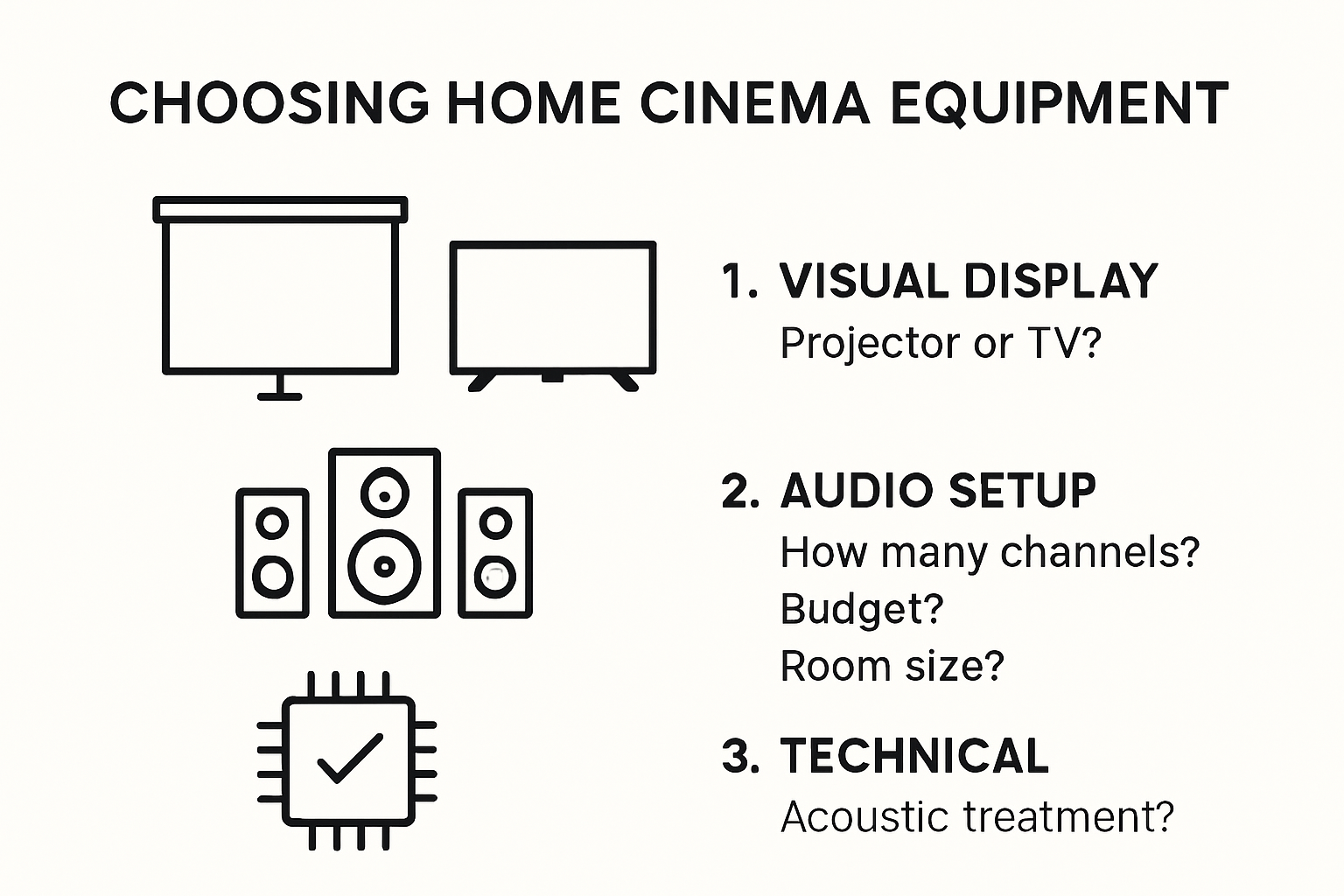 Infographic for choosing home cinema equipment