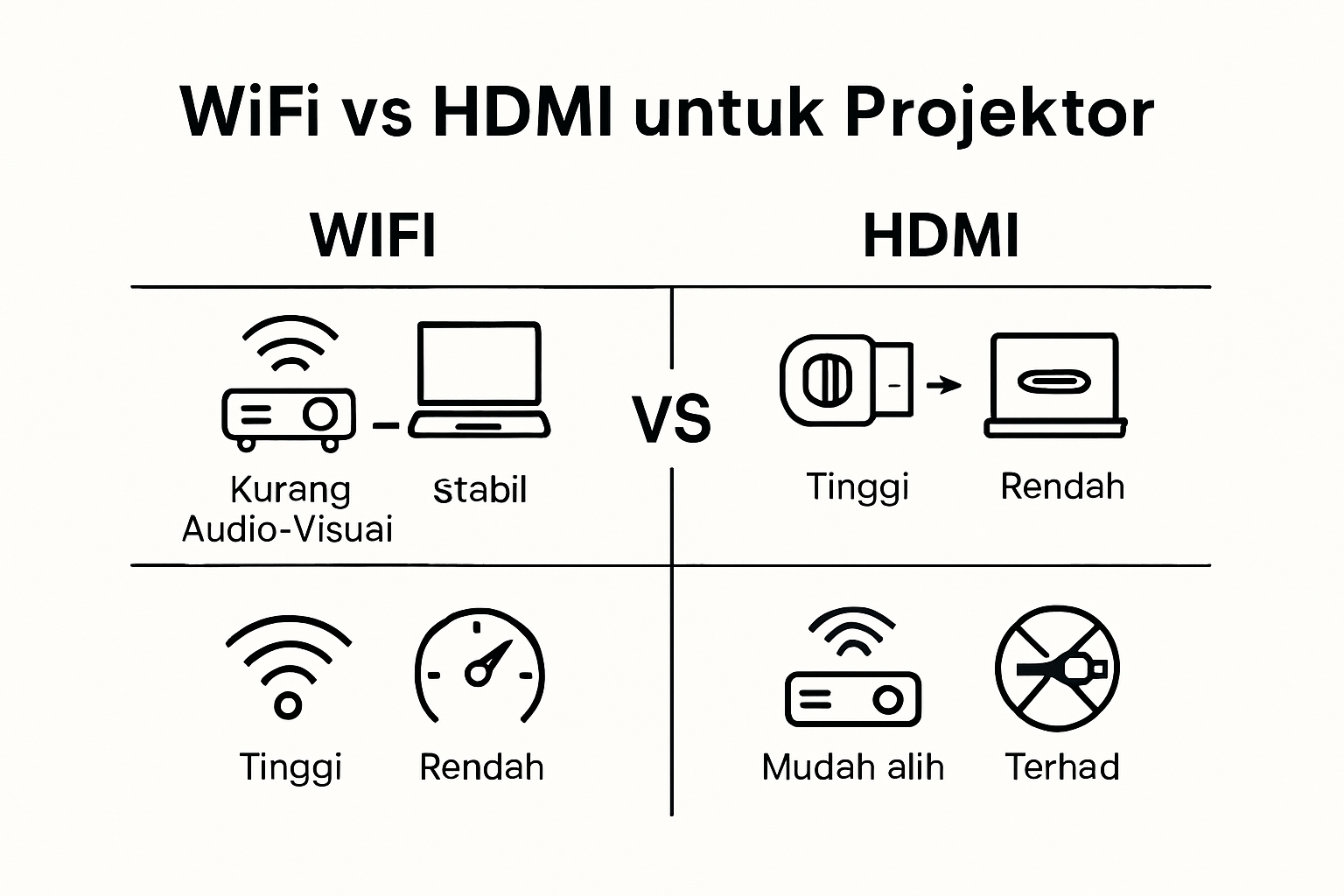 WiFi vs HDMI for projector comparison infographic