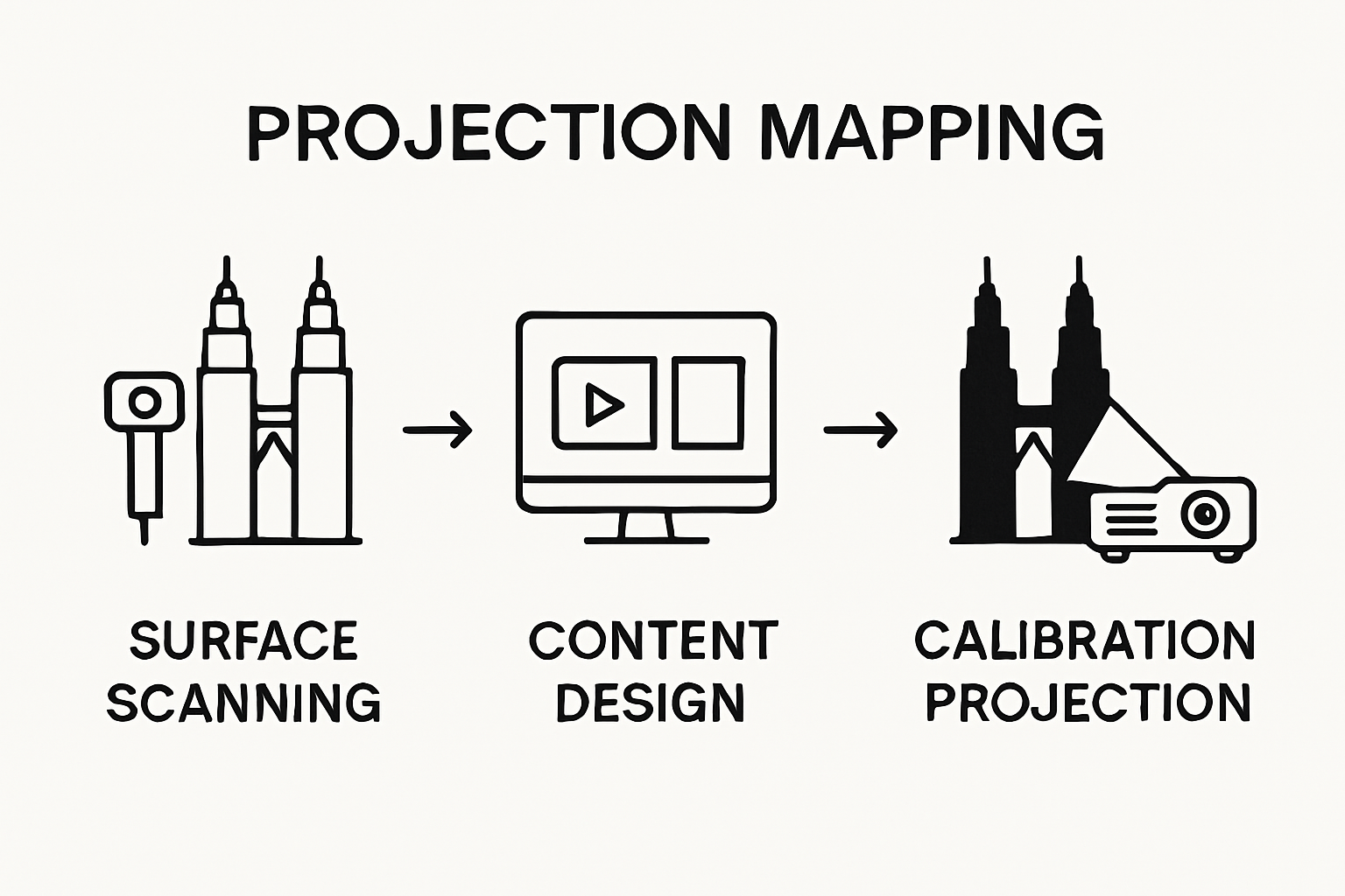 Infographic of projection mapping setup process