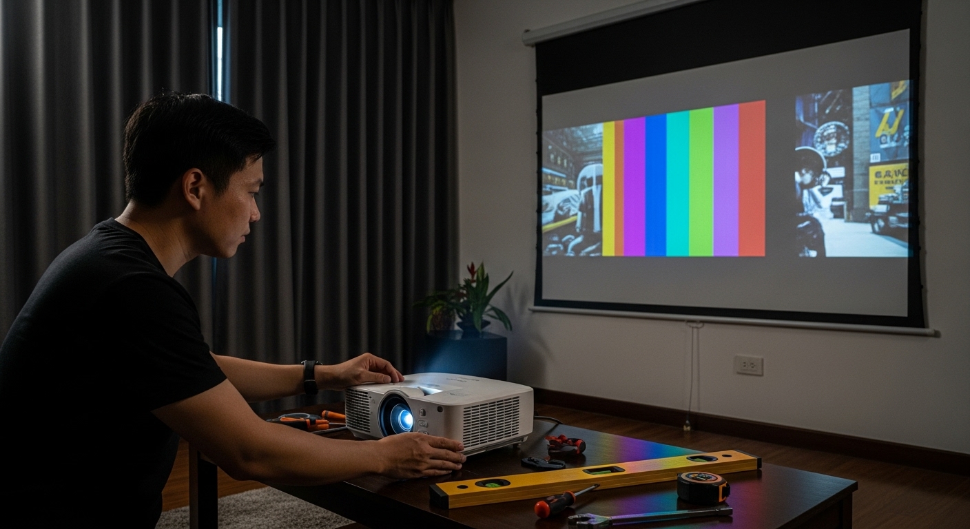 uji skrin projektor diy
