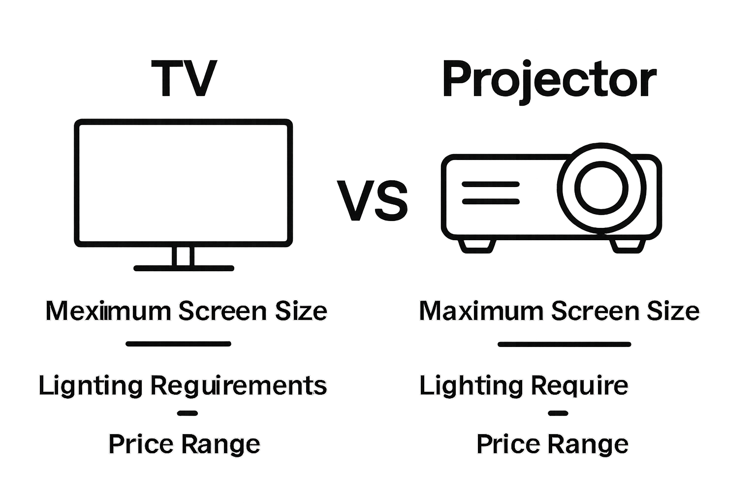 Projector versus TV home entertainment comparison chart