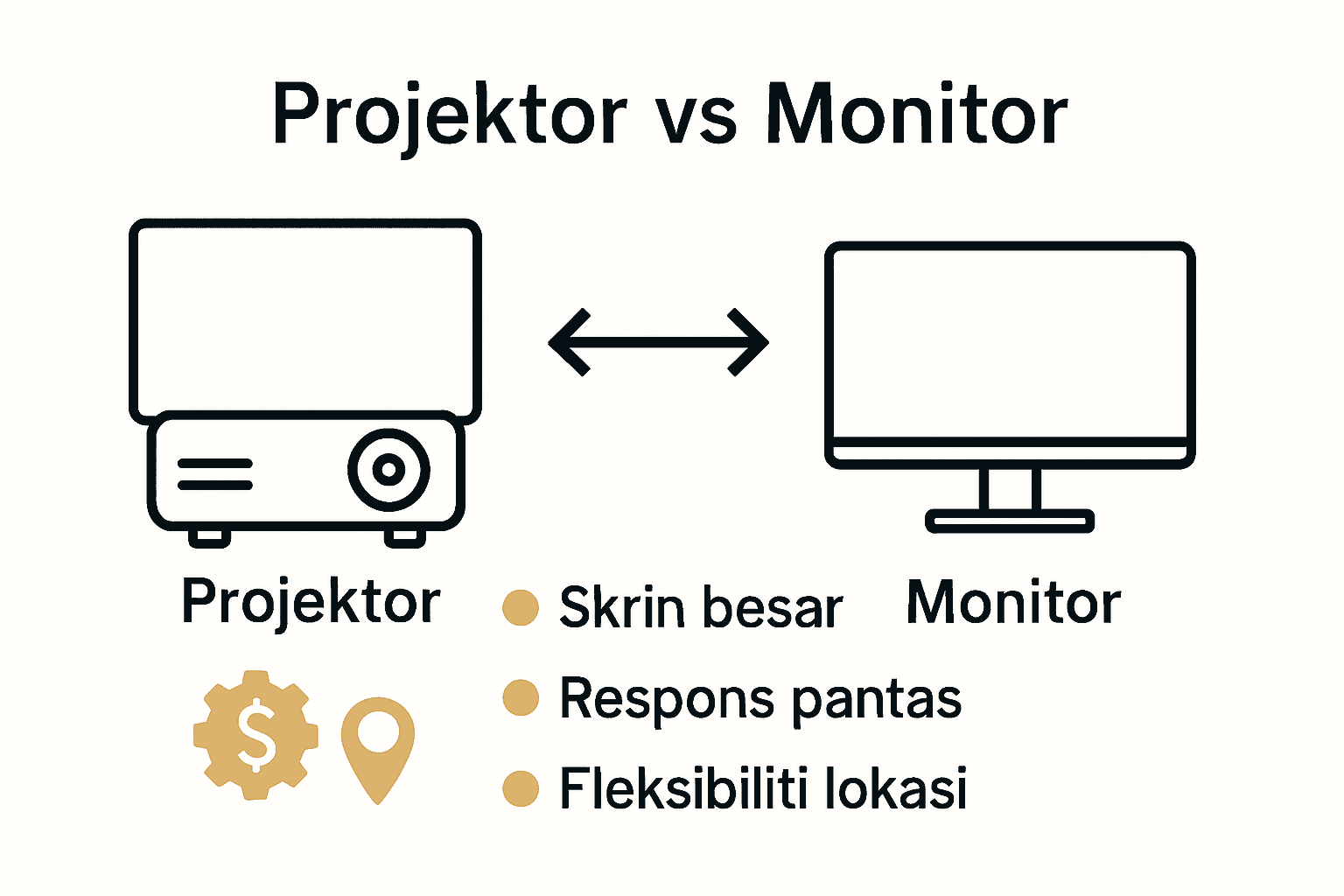 Perbandingan ringkas kelebihan dan kekurangan projektor dan monitor untuk gaming
