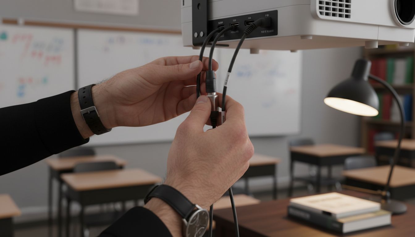 sambungan kabel projektor sekolah