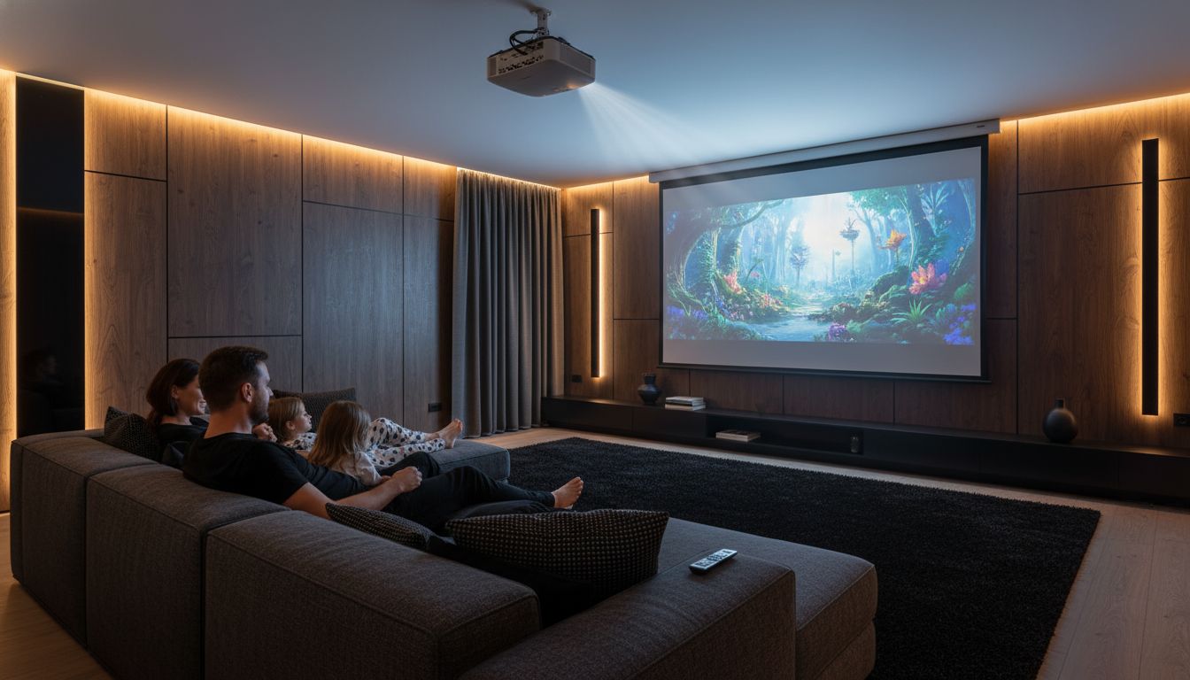 rumah hiburan layar projektor