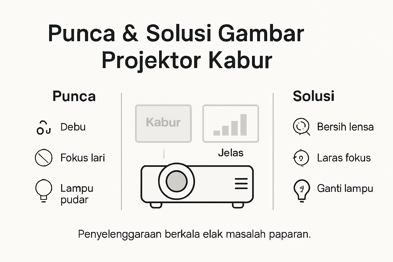 Infografik: Punca Masalah dan Cara Atasi Isu pada Projektor