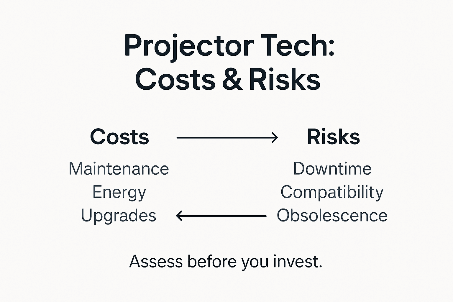 Infographic about projector technology costs and risks