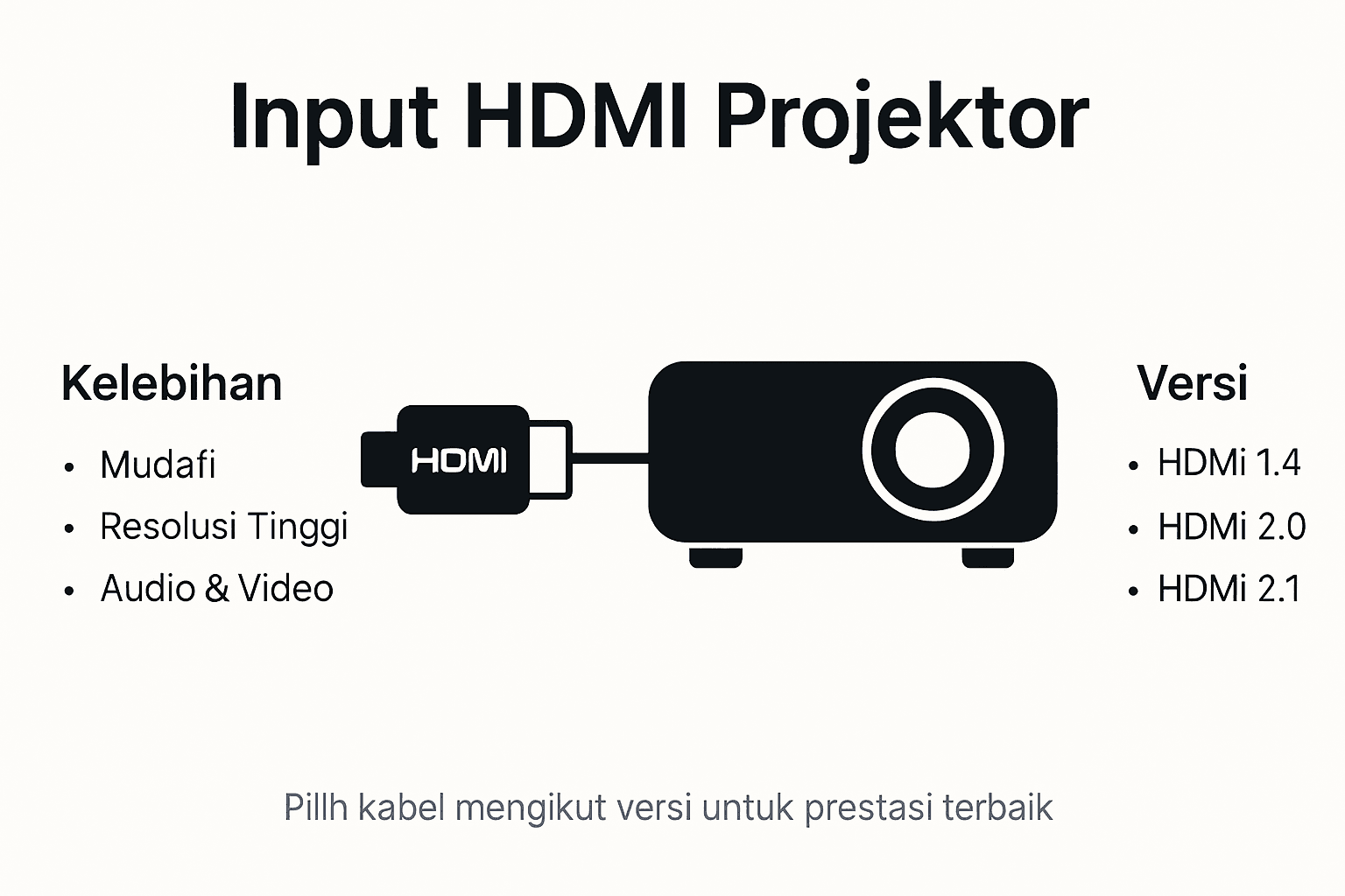 Panduan visual mudah tentang sambungan HDMI pada projektor
