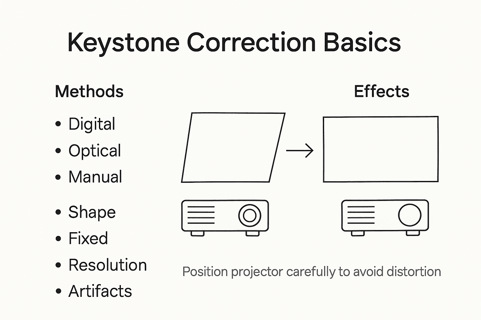 Infographic on projector keystone correction basics