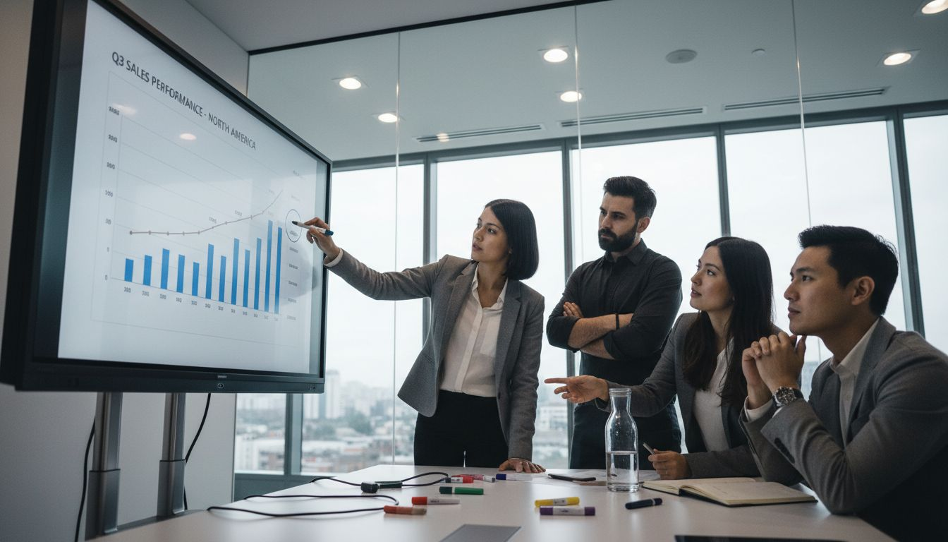 Team annotating projected chart collaboratively