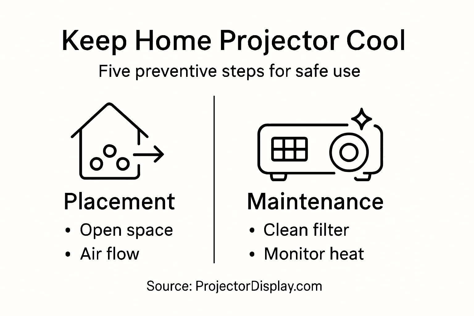 Infographic on preventing projector overheating
