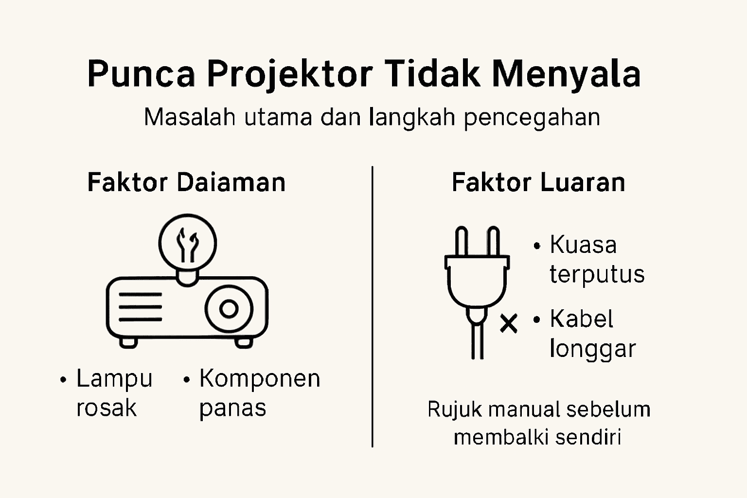 Infografik punca utama kenapa projektor kerap rosak