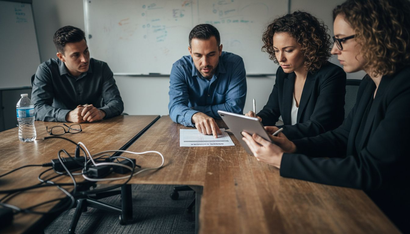 Team meeting focusing on leadership skills