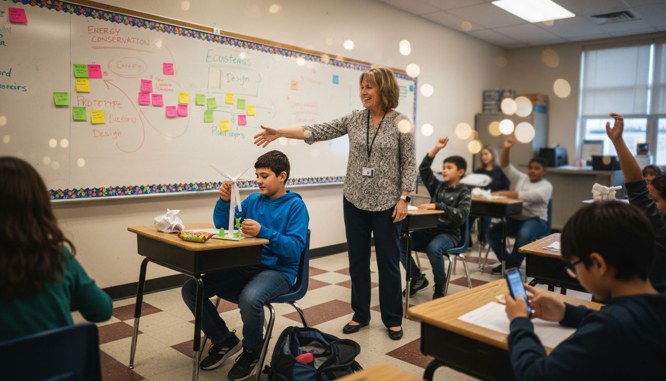 Teacher using engaging classroom motivation strategy