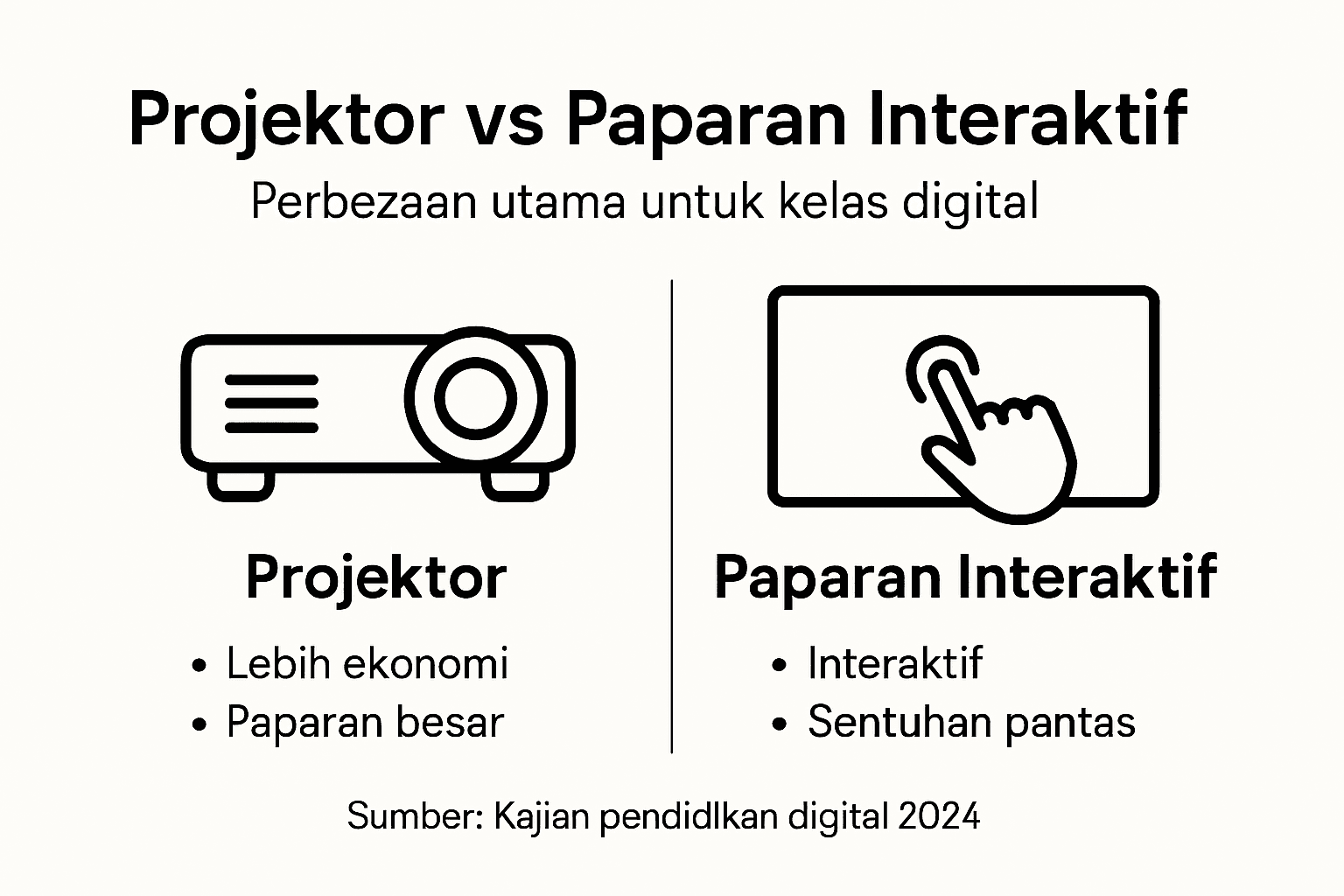 Infografik: Perbandingan Antara Projektor dan Paparan Interaktif