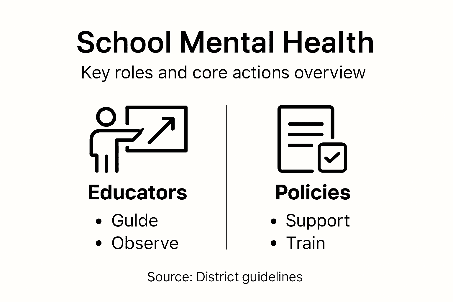 Infographic on school mental health roles and actions