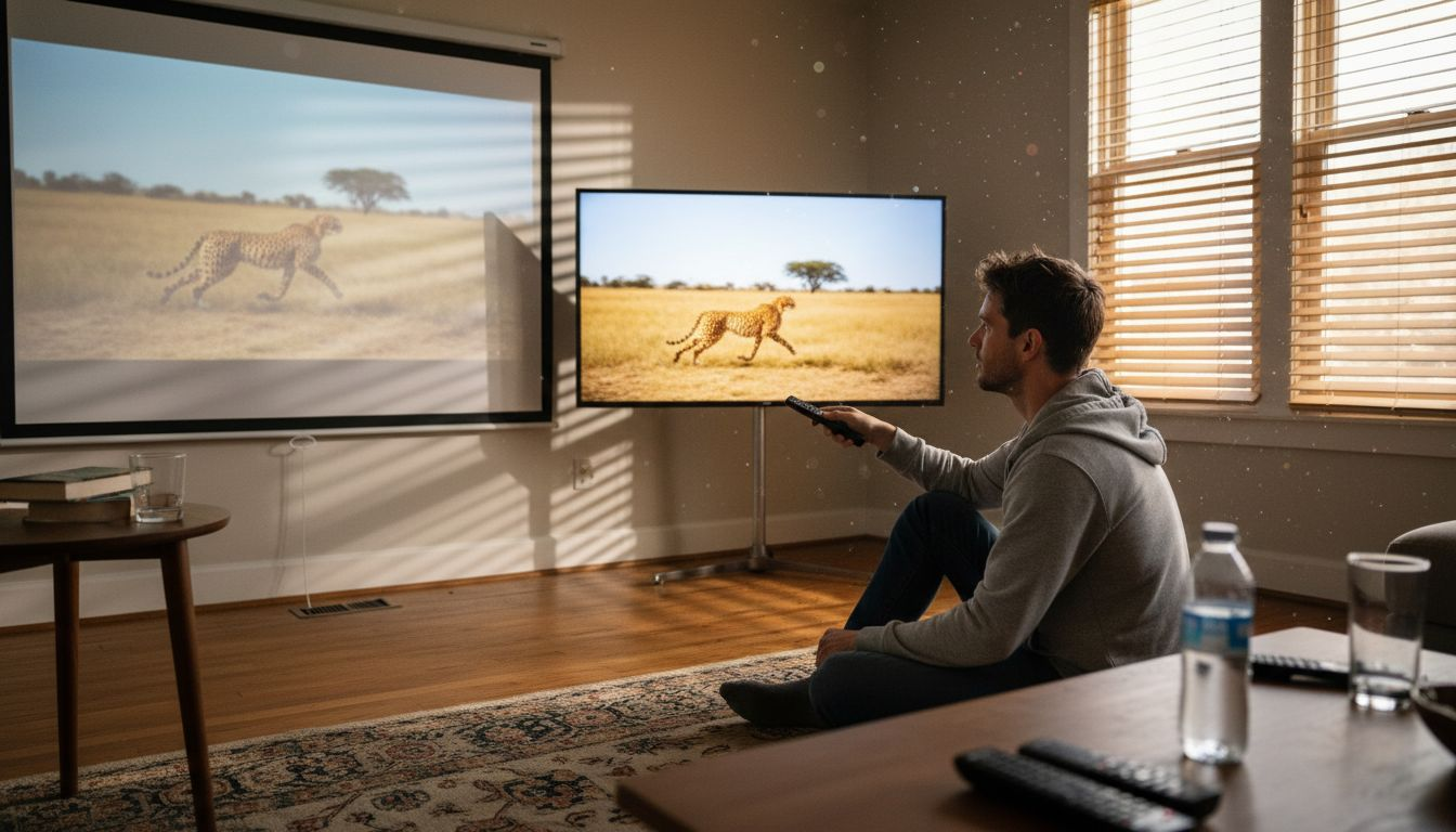 Comparing projector screen and TV image quality