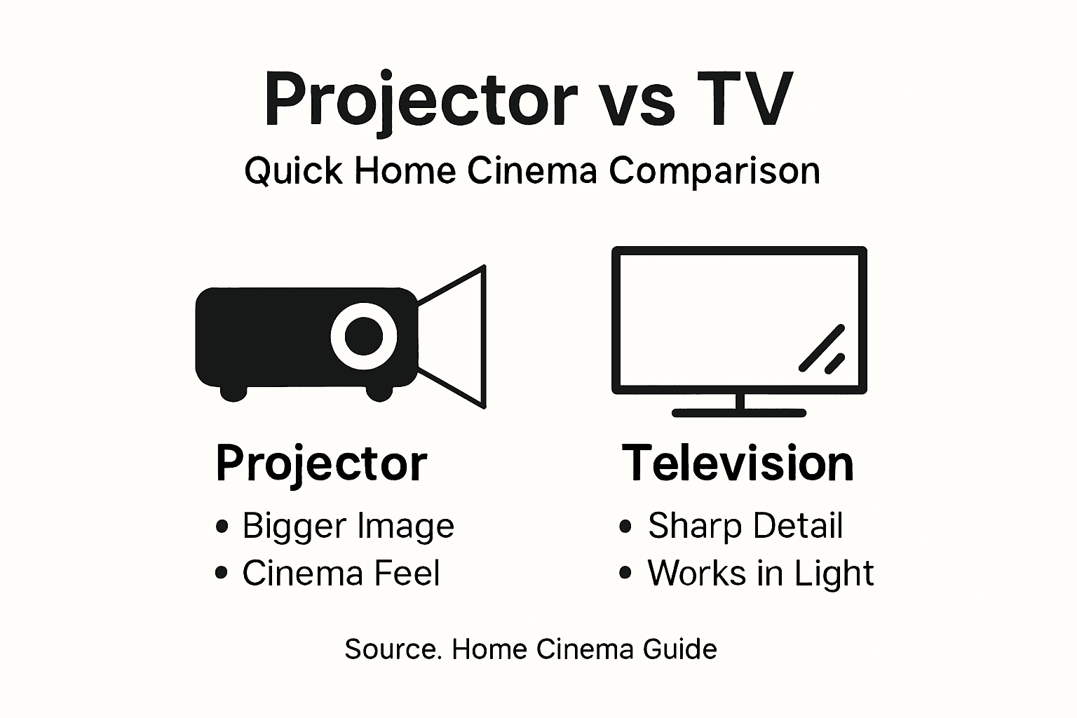 Infographic comparing projector and TV features