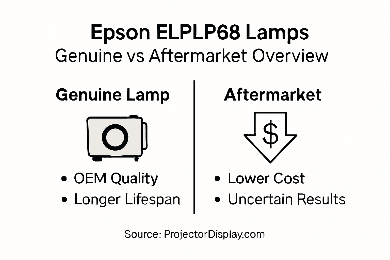 Infographic comparing genuine and aftermarket projector lamps
