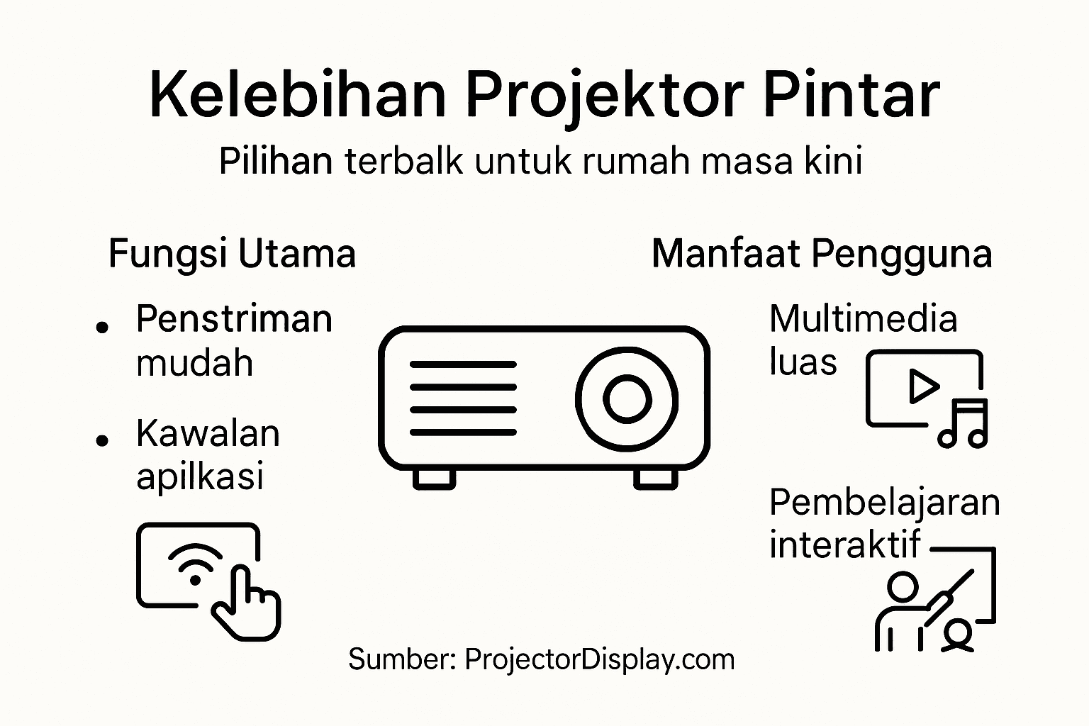 Infografik: Manfaat menggunakan projektor pintar untuk rumah moden
