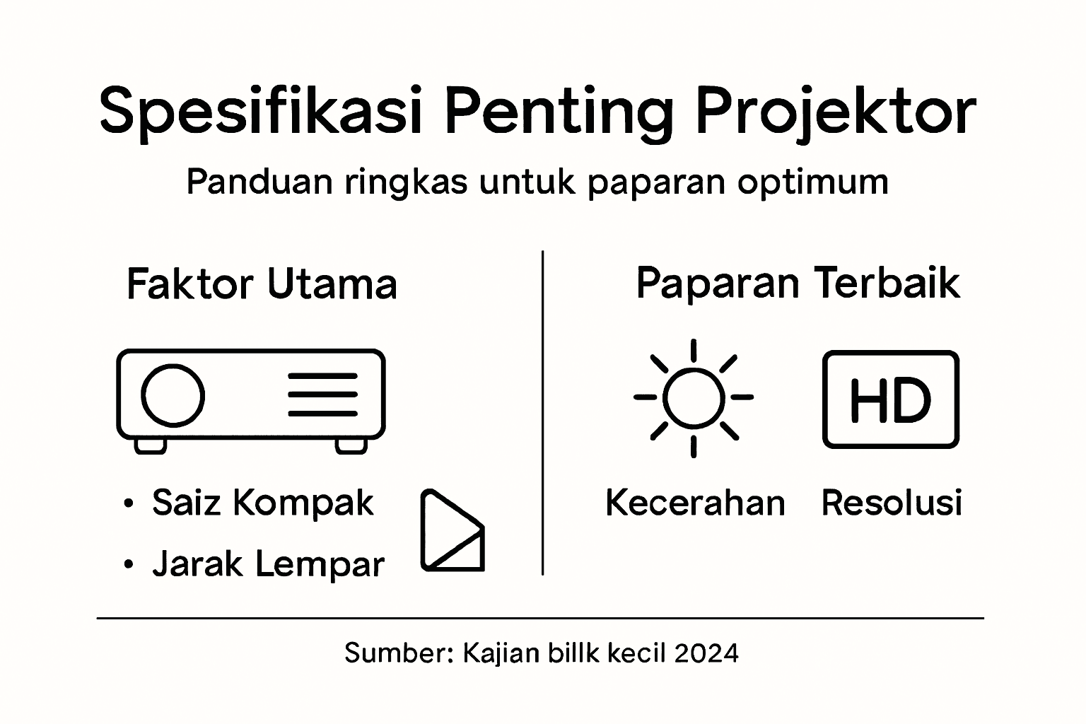 Infografik ciri-ciri projektor terbaik untuk bilik bersaiz kecil