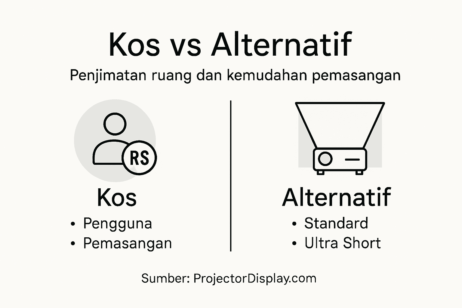 Infografik: Bandingkan Kos & Pilihan Alternatif untuk Projektor