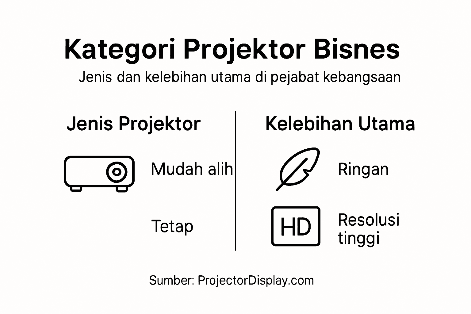 Infografik: Jenis-jenis utama projektor untuk kegunaan perniagaan