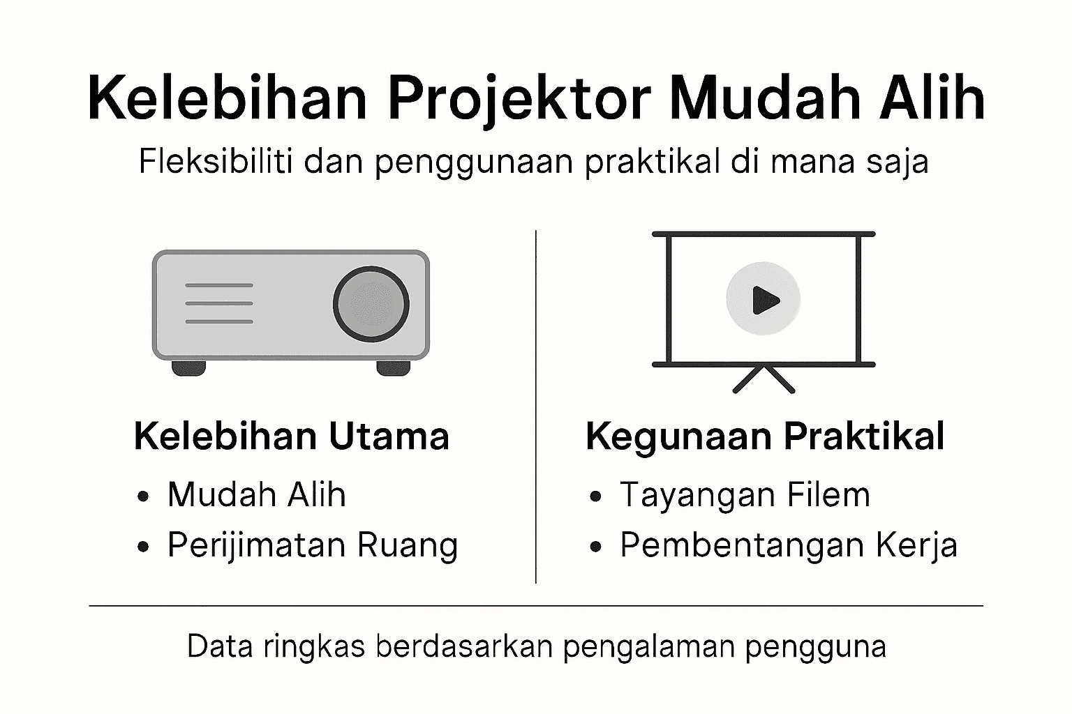 Infografik mudah: Kelebihan projektor mudah alih untuk gaya hidup moden