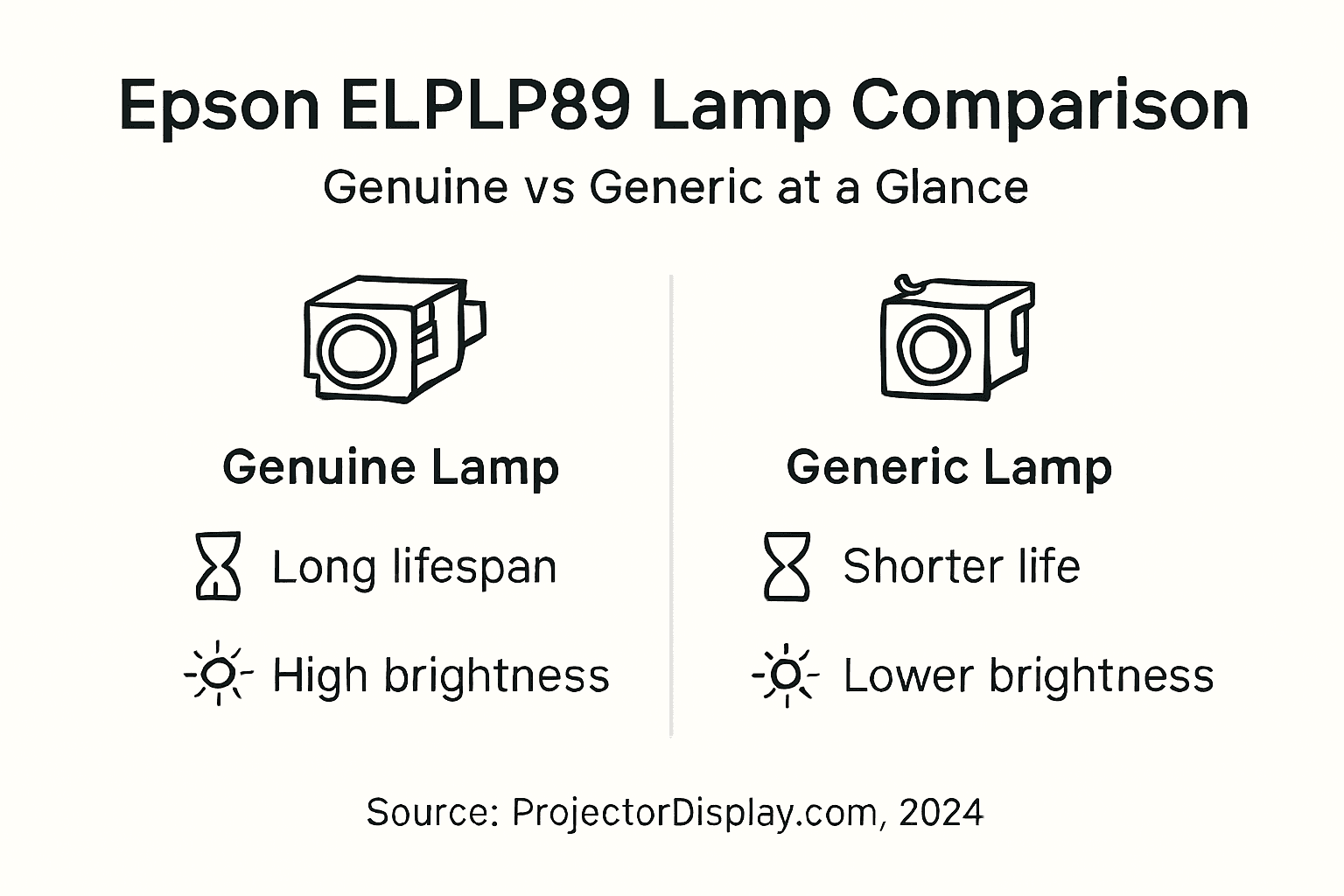 Infographic comparing genuine and generic projector lamps