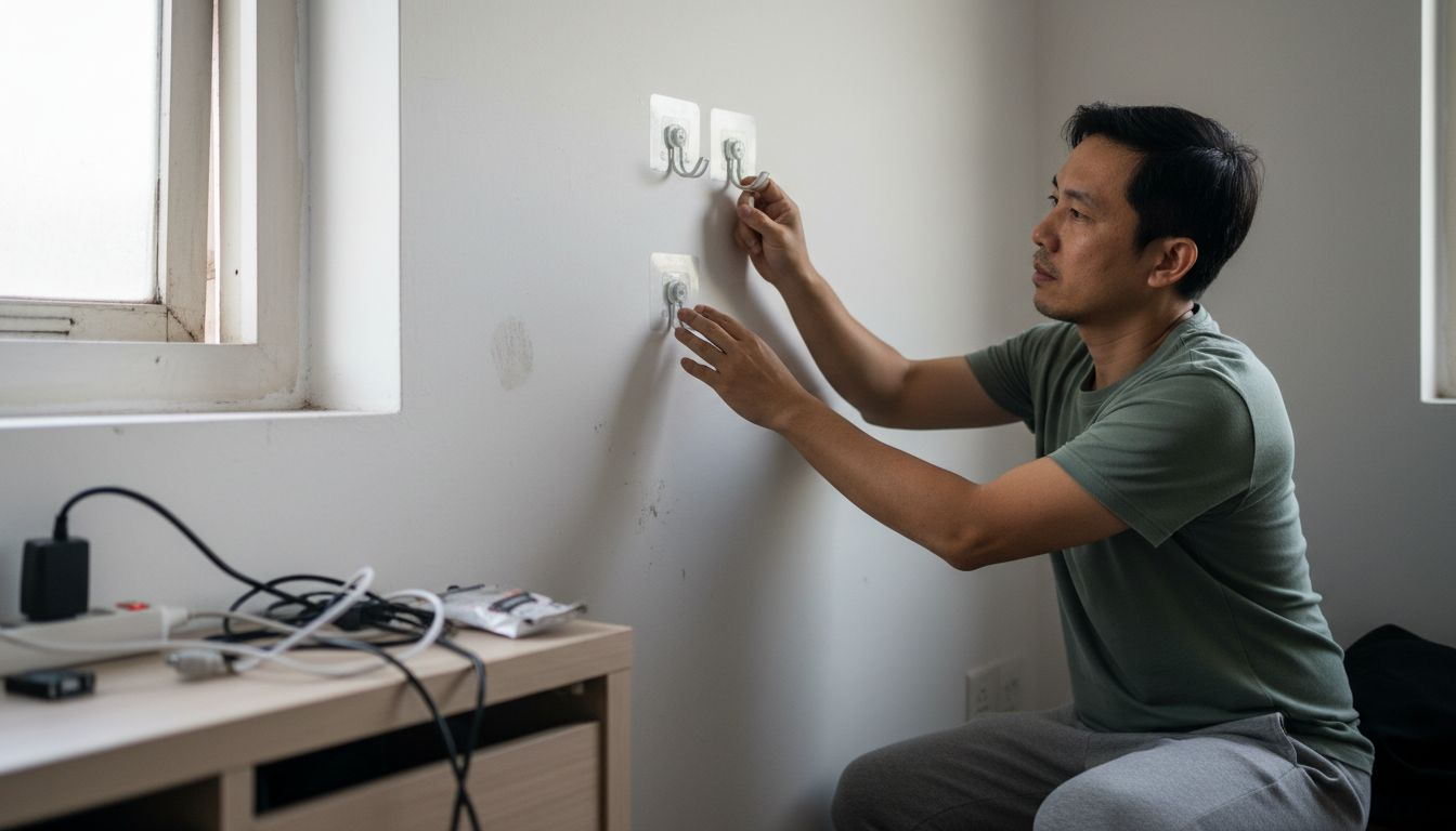 Memasang projektor menggunakan penyangkut pelekat