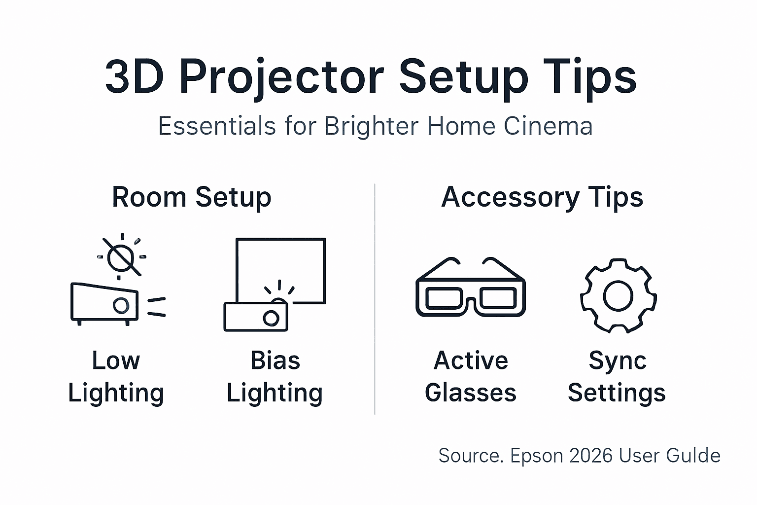 Infographic on Epson 3D projector setup essentials