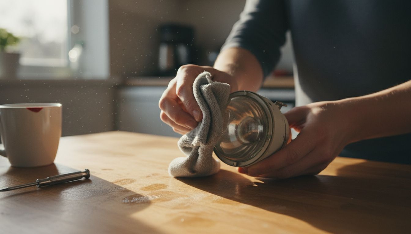 Hands cleaning ELPLP96 lamp bulb